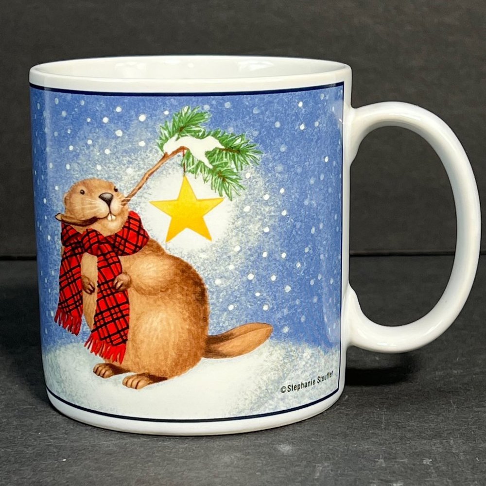 Vintage Sakura Mug Stephanie Stouffer Star Struck Animals Beaver Winter Coffee